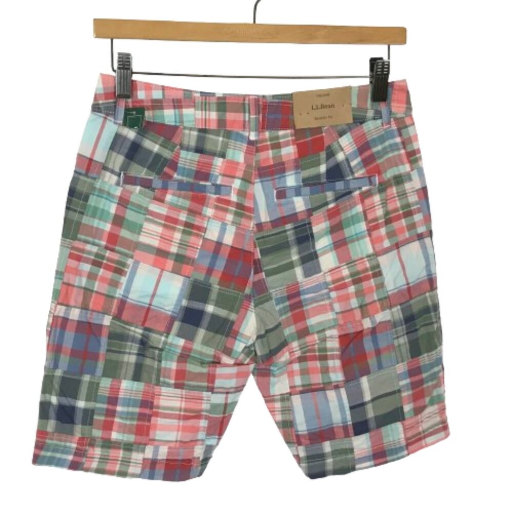 NWT LL Bean Womens Size 2 Multicolor Washed Patchwork Bermuda Shorts NEW - Picture 3 of 6